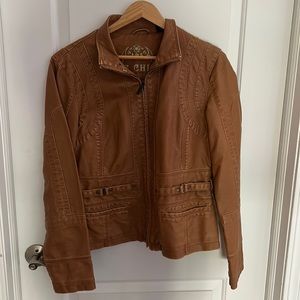 Faux leather light brown jacket